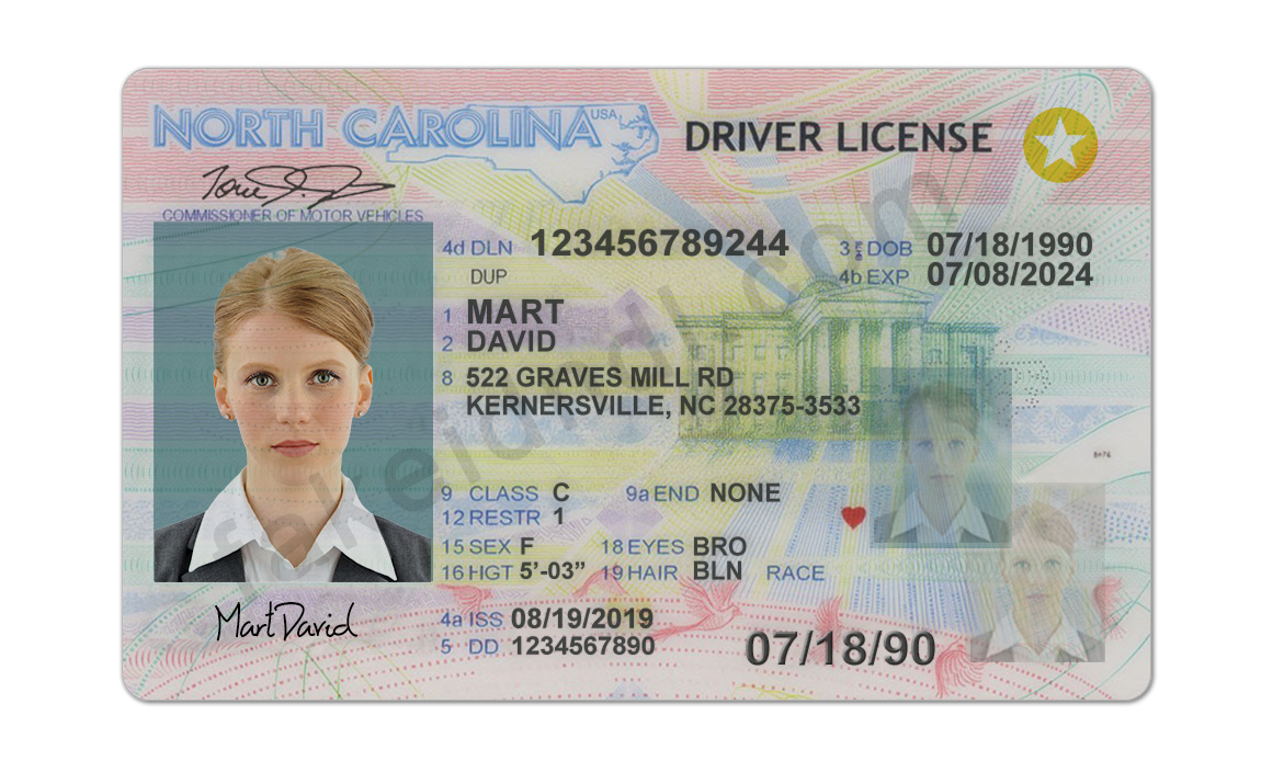 Fake North Carolina Driver License