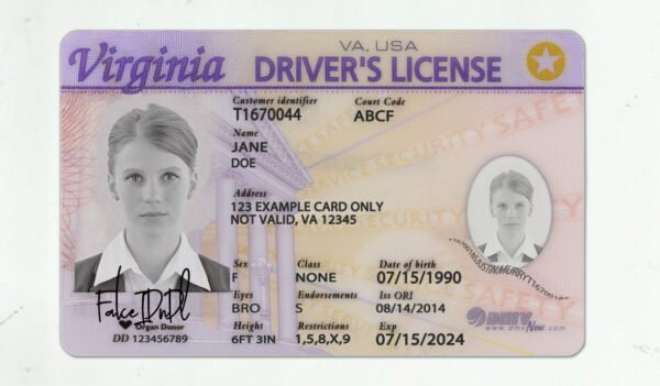 Counterfeit Virginia driver license